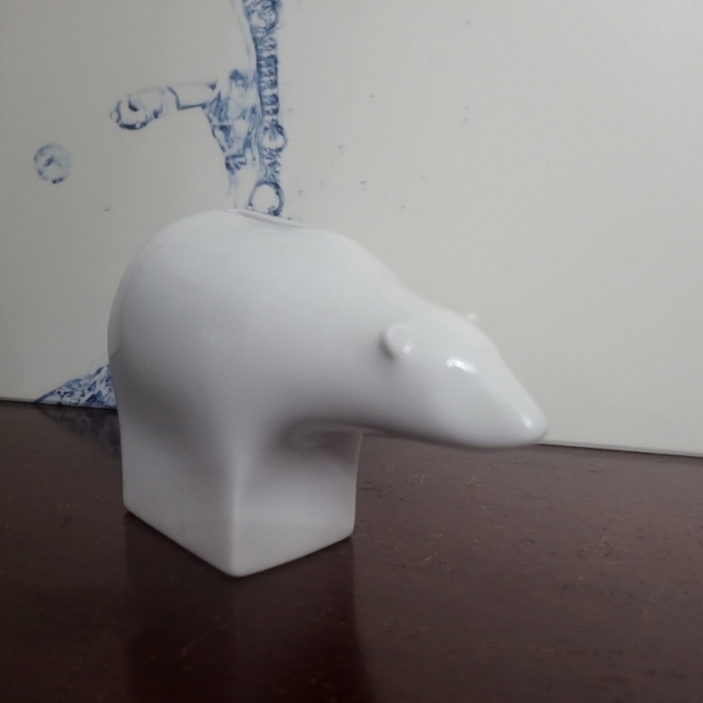 Dansk White Polar Bear Coin Bank.